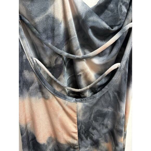 Windsor Tie Dye Cowl Neck Bodycon Mini Dress S Stretch Sleeveless Draped Back - Picture 3 of 6